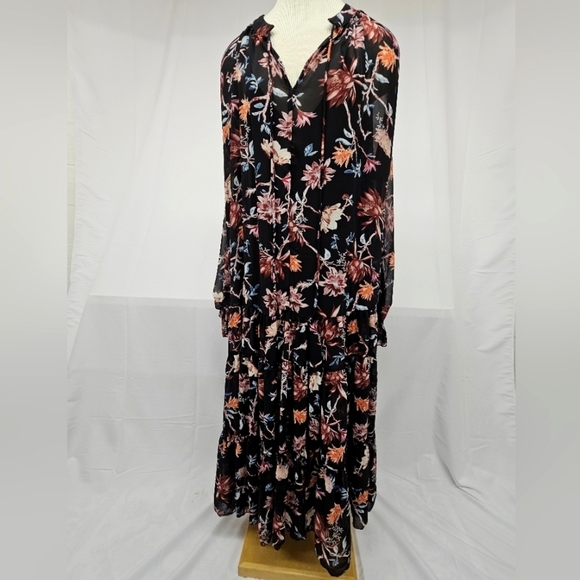 By Together Floral Semi Sheer Drop Waist Maxi Dress in Black Size L NWT - Picture 1 of 9